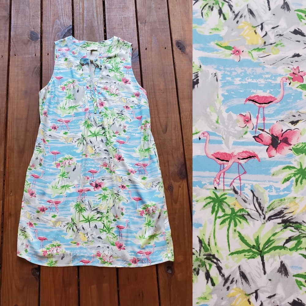 Tropical Print Sleeveless Dress